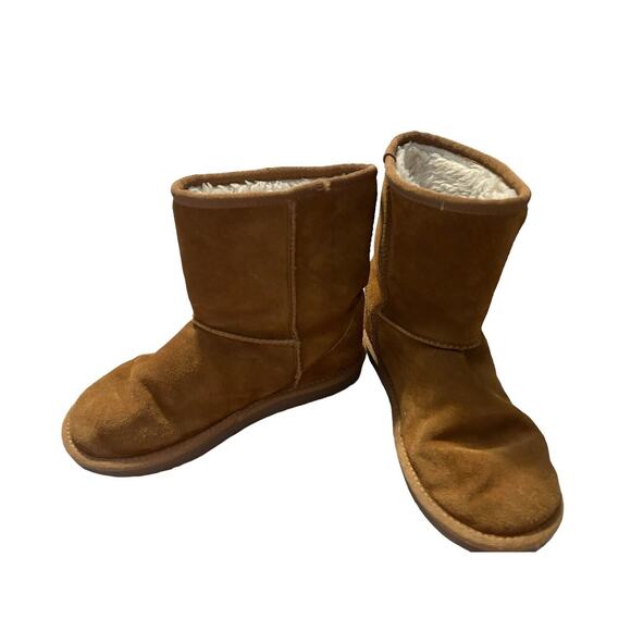 Koolaburra By UGG‎ Boots Youth 4 Short Shearling Winter 1019374 Brown Leather - Picture 2 of 11